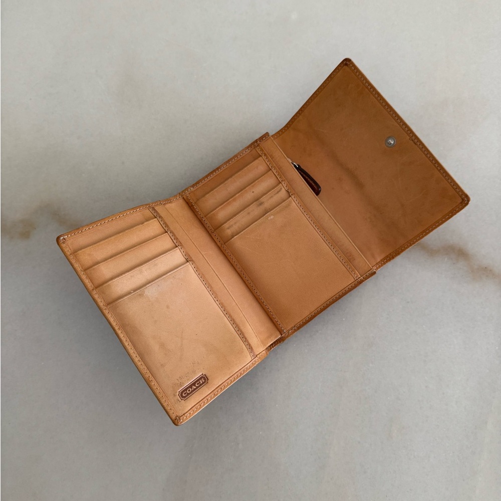 Vintage Coach Signature Brown and Tan Trifold Wallet - Picture 4 of 10